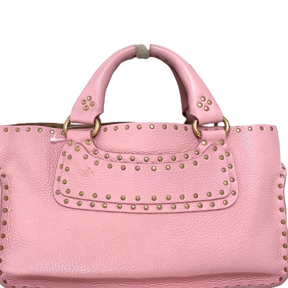 AUTHENTIC CELINE PINK LEATHER BOOGIE TOTE SATCHEL BAG GROMMET EMBELLISHED - Picture 8 of 15